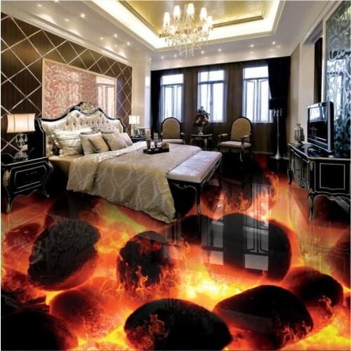 Beibehang pvc Self-adhesive flooring custom 3d bathroom flooring Stone fire 3D stereo bathroom living room floor tiles 3d floor