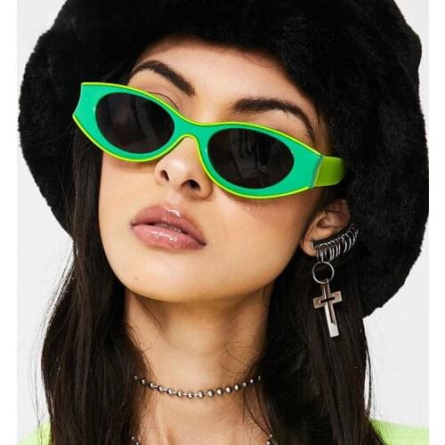 Cross-border concave colliding sunglasses 2021 new oval European and American female personality flashing sunglasses sunglasses