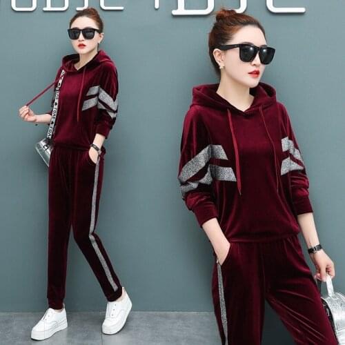 5XL Spring Women Sportswear Tracksuit Velvet Loose Hoodie Sweatshirt+pant Running Jogger Fitness Workout Casual Set Sport Suit