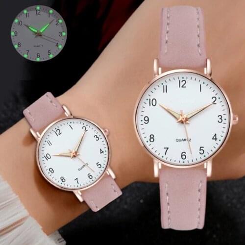Luminous Simple Digital Retro Frosted Leather Fresh Casual Watches for Women Quartz Girl Elegant Wristwatch Female Clock
