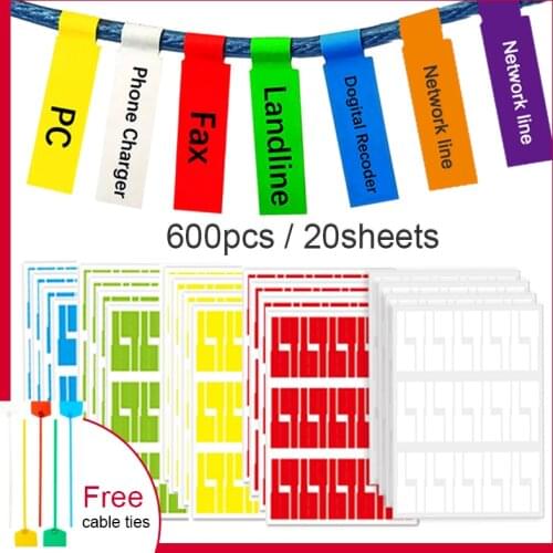 300Pcs 8 Color Cable Label Stickers Self Adhesive Tag Cable Waterproof Identification Fiber Wire Tags Labels Network Marker Tool
