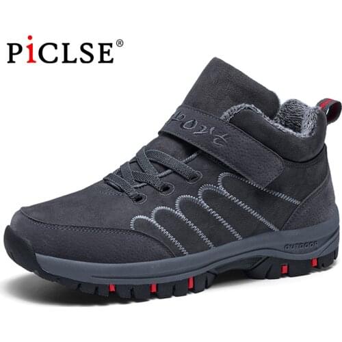 Waterproof Winter Men Boots with Fur Warm Ankle Boots for Men Women Snow Boots High Top Casual Shoes Sneakers Rubber Work Shoes