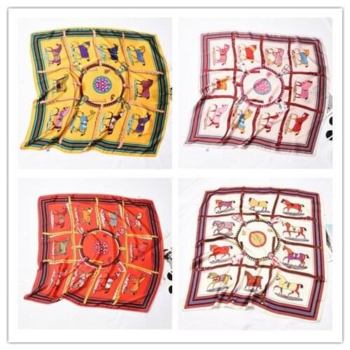 KOI LEAPING New womens sunshade clothing decorative small silk scarf horse pattern summer sunscreen professional small scarf