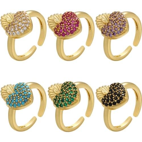 ZHUKOU Creative Fruit Strawberry Ring Crystal Open Party Ring Simple heart Strawberry Ring Jewelry Wholesale VJ251