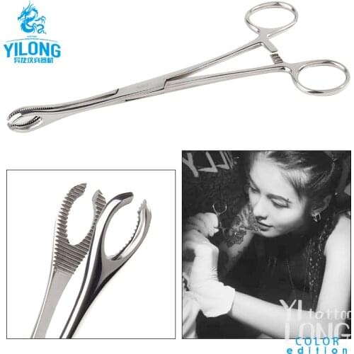 1PC Professional Stainless steel Body Piercing Plier Body Ear Lip Navel Nose Tongue Piercing Forcep Tool Round Open Plier Clamp
