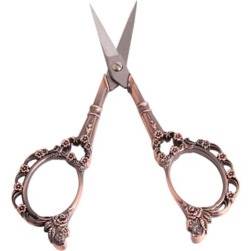 1PC Vintage Floral Pattern Scissors Seamstress Plum Blossom Cross Stitch Antique Sewing Fabric Tool