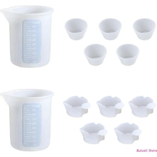 12 Pcs/Set Nonstick Silicone Measuring Cup Card Slot Cup Mixing Dispensing Cup AXYD