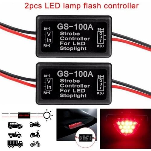 2PCS Auto Car Brake Lights Strobe Controller 12V GS-100A LED Brake Stop Light Strobe Flash Flashing Controller Box