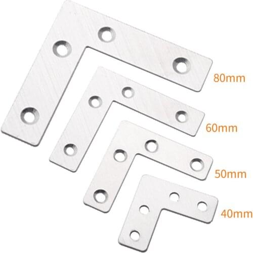 5pcs 40/50/60/80mm L Shape Board Support Corner Bracket Stainless Steel Plain Angle Bracket Satin Furniture Fittings Connectors