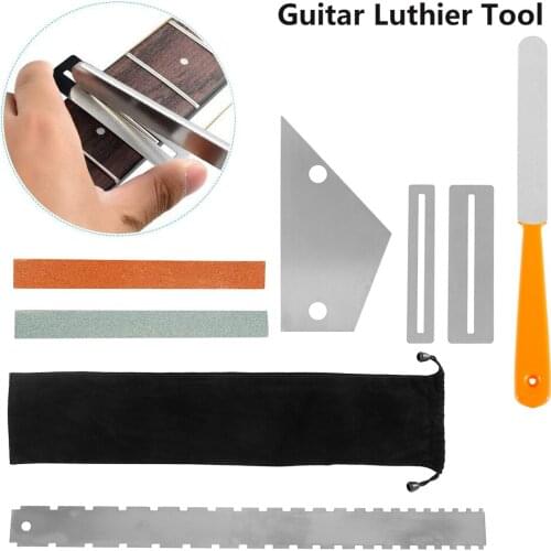 7PC Guitar Fret Crowning File Leveling Tool Grinding Protectors Finger Board Fret Repair Tool Set Guitar Repair Tool Accessories
