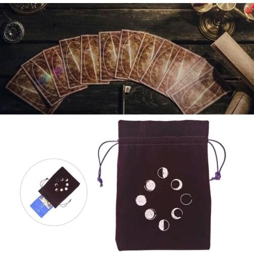 Velvet Tarot Storage Bag Moon Phase Oracle Card Divination Bag Board Game Toy Jewelry Home Mini Drawstring Package