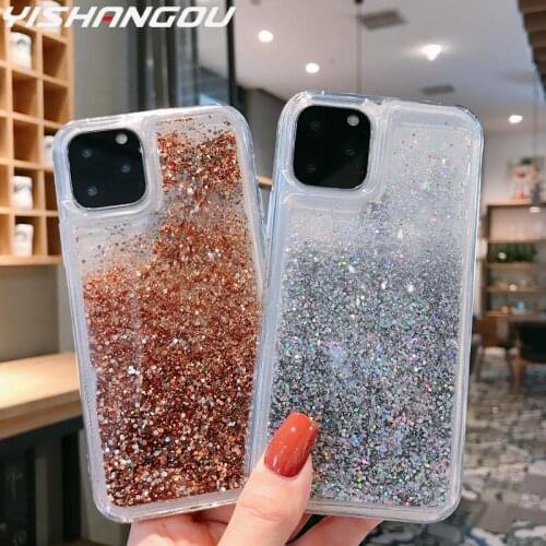 Bling Luxury Transparent Flowing Gold Foil Liquid Phone Case For iphone X XS 11 12 mini Pro MAX XR Quicksand Cover Capa Fundas