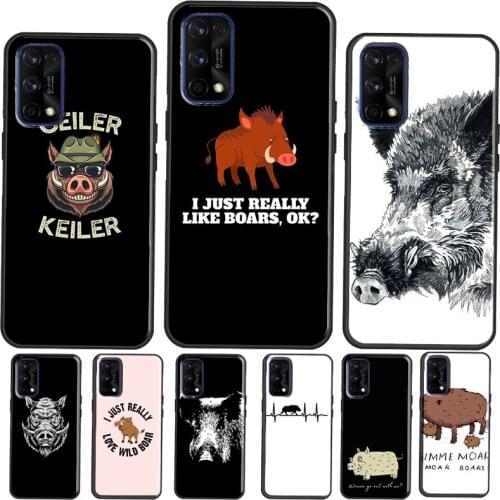 Cute wild boar funny Cartoon Cover For OnePlus 9 Pro 7 8 Nord 9R 7T 8T Phone Case For Realme 6 7 8 Pro Q3 GT Neo C3 C21