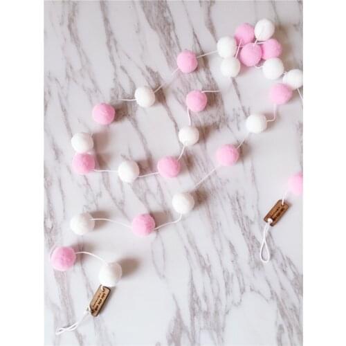 2M DIY Macaron Color Hair Ball Decor Banner Baby Room Decoration Banner Bedding Bumpers Party Flags Kids Girls Room Decor