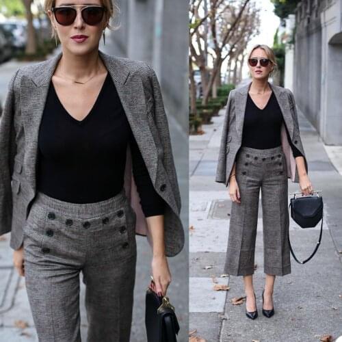 Elegant Check Women Suits Streetwear Vintage High Quality Plaid Blazer Jacket Party Office Wedding Spring Coat 2 Pieces