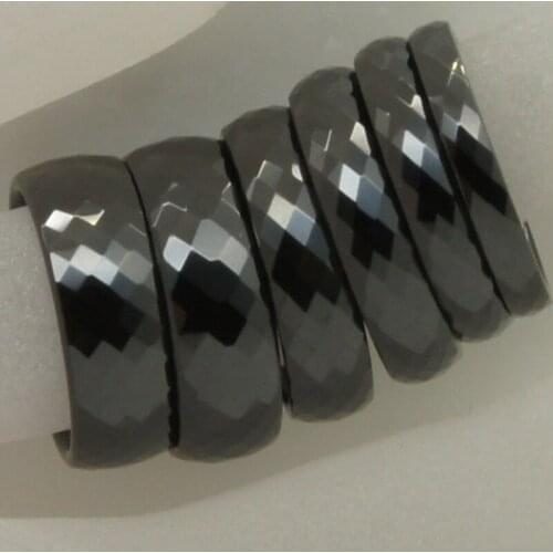 Forever classic 3mm width multi facet black hi-tech scratch proof ceramic ring 1pc