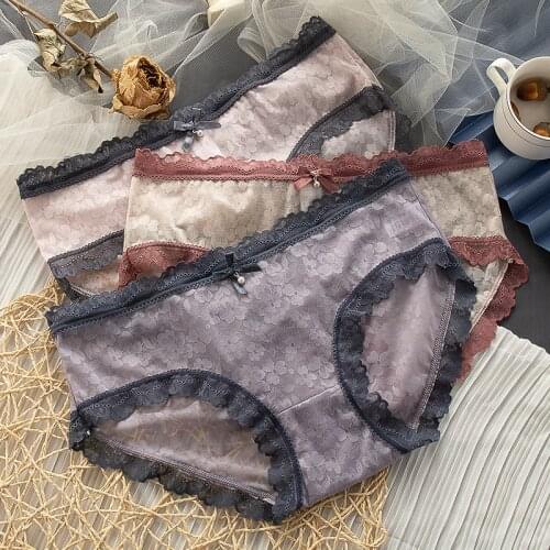 French Cotton Underwear Womens Sexy Panties Plus Size Seamless Briefs Fashion Hollow Out Underpants Femlae Comfort Lingerie