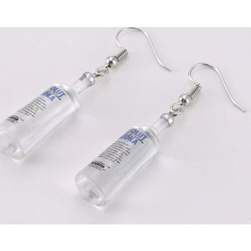 Creative Cool Vodka Bottle Drop Earrings for Women Girl 2020 Funny Drinking Style Cartoon Transparent Bottle Dangle Earrings