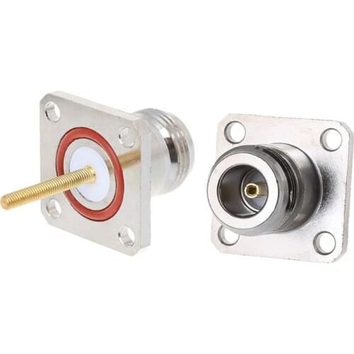 Brass N Female Jack Connector With 4 Hole Flange Mount Chassis RF Adapter Long Solder Pin Terminal