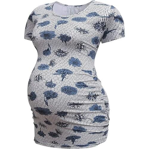Hot Sale 2021 Summer Women Maternity Clothes Casual Print Short Sleeve Pregnancy Blouses Vêtements Maternité Для Беременных
