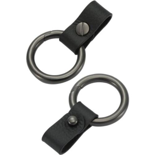 Genuine Leather Metal Car Keychain Removable Car Key Ring Man Belt Round Buckle Motorcycle Key Chain Key Bag Pendant Ornaments