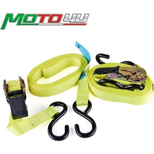 MOTO4U 2 Pack Universal Ratchet Ratcheting Tie Down Straps "S" Hooks Plastic Coating 14' X 1"
