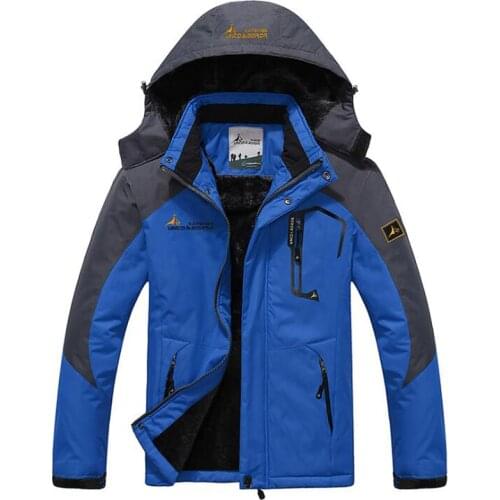 2021 Winter Hiking Jackets Men Waterproof Windproof Warm Thicken Fleece Hooded Coat with Multi Pocket Autumn Outerwear 6XL