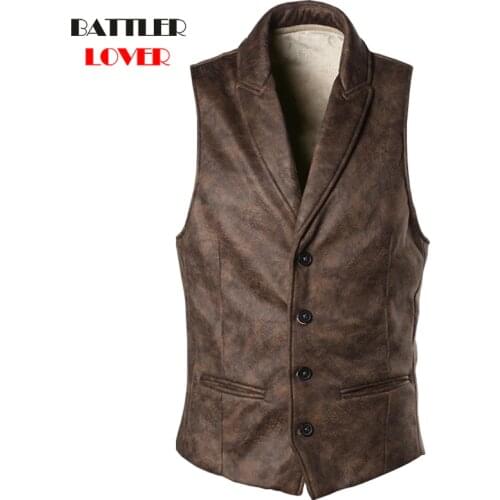 Suede Slim Fit Single Breasted Vest Mens 2020 Brand New Fashion Gothic Steampunk Victorian Style Waistcoat for Male Casual Vest