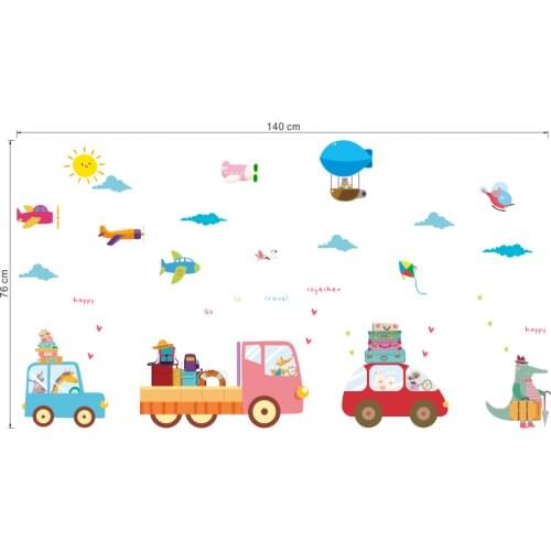 Cartoon Trucks Cars aircraft Wall Stickers Kids Rooms Vehicles Wall Decals Art Poster Photo Wallpaper Home Decor Mural Decal