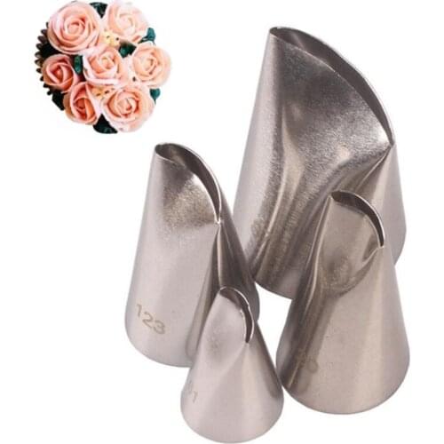 4PCS Rose Flower Cake Decorating Tips Cream Icing Piping Fondant Tulip Nozzle Pastry Tools Sugarcraft Decorating Tools Molds