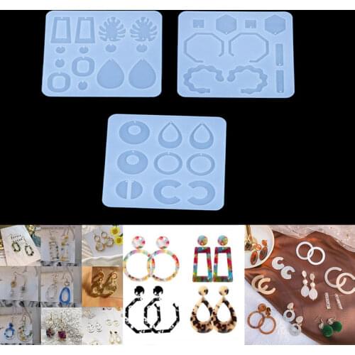 NOT AS LONG diy Crystal Epoxy Earrings Ear Pendant Mould Geometry Collection Mould Resin Ring Handmade Small Jewelry Hot Sale