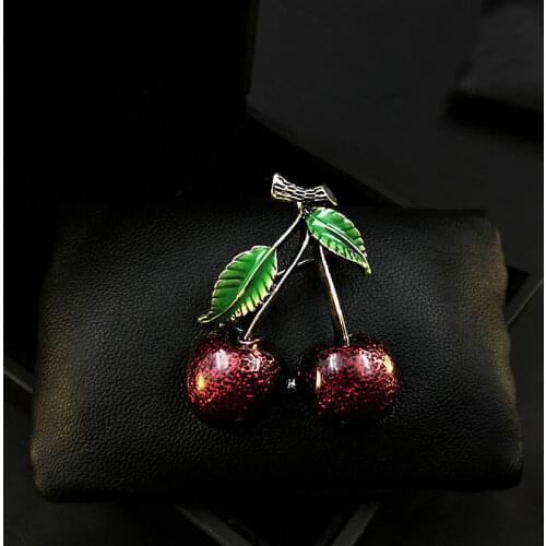 Delicate Cherry Brooch Girl pin silk scarf cardigan Brooches accessories