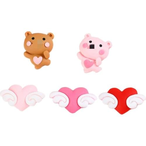 The new popular cartoon animals bear heart resin charm fashion mobile phone accessories earrings production supply