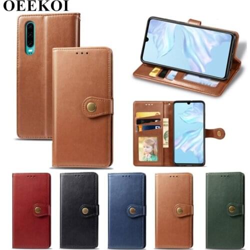 OEEKOI Pure Color PU Leather Wallet Flip Cover Case for Huawei Y9 Prime 2019 P30 Pro P30 Lite P30 P20 Lite 2019 Nova 5i Nova 4e
