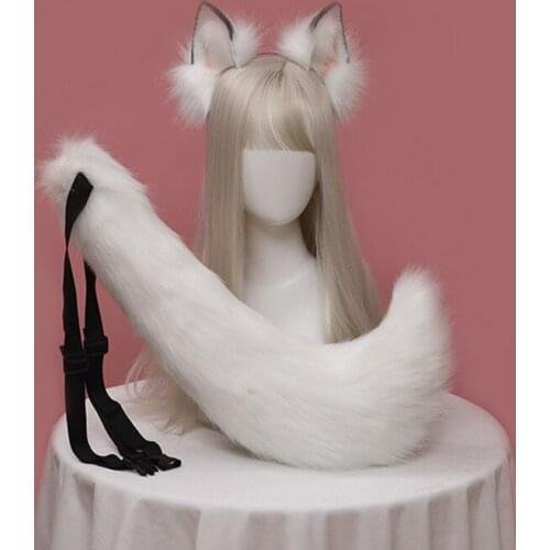 Japanese wolf ear wolf tail suit kawaii plush beast ear beast tail cosplay props Halloween modeling auxiliary hairpin accessorie