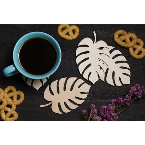 Plant coasters, Tropical coaster set, Monstera Leaf Coasters, Drink coasters, Wood coasters, Leaf table decor, Laser cut, Modern