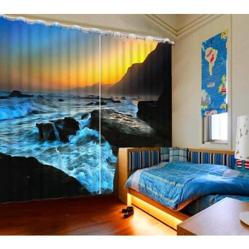 Custom 3d window curtains for living room luxurious Waves stone curtains kitchen home goods curtains blackout curtains