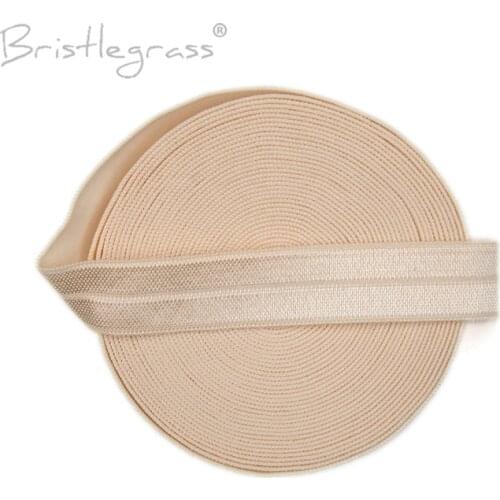 BRISTLEGRASS 5 Yard 5/8" 15mm Nude Color FOE Fold Over Elastics Spandex Satin Kids Hairband Headband Lace Trim DIY Sewing Notion