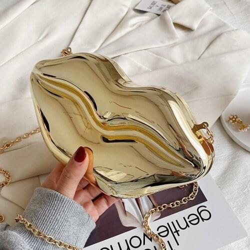 Sexy Red Lips Design Women Party Clutch Evening Bag Dazzling Female Chain Bag Crossbody Bag Purses and Handbags Pouch Fashion