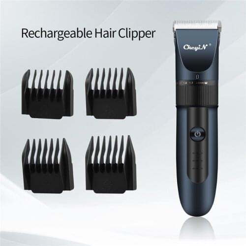 Titanium Ceramic Electric Hair Clipper Professional Barber Length Adjustable Hair Trimmer Men Kids Hair Cutting Machine 4 Combs