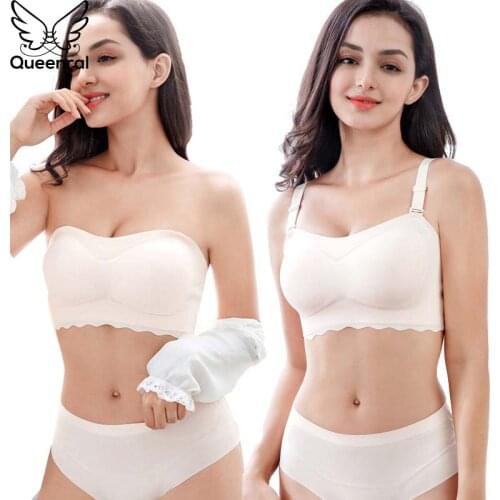 Queenral Strapless Bra Plus Size Bras For Women Underwear Invisible Bra Push Up Bralette 6XL 7XL Brassiere Soutien Gorge Femme