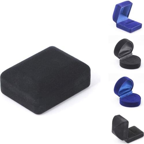 Heart Square Velvet Necklace Earrings Ring Storage Case Engagement Wedding Jewelry Display Gift Box for Lovers