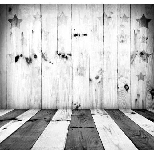 TR Photography Backdrop White Wood 5x7 Grey Stars Printed Black Wood Floor Newborn Studio Background for Kids Custom Made