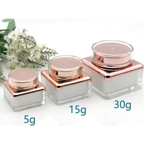 5g square shape pearl white plastic acrylic jar bottle pot essence/eye serum/cream/sample test tin/art nail cosmetic packing