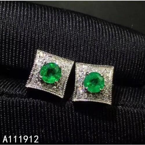 KJJEAXCMY fine jewelry natural Emerald 925 sterling silver women gemstone earrings new Ear Studs support test noble
