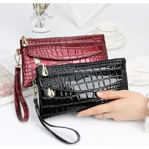 2021 Clutch Women Wallets Long Crocodile Pattern Style Card Holder Female Purse Double Zippers Large Capacity Wallet For Ladies