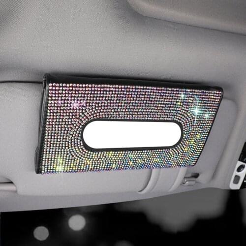 1 Pcs Crystal Car Tissue Box Towel Sets Sun Visor Tissue Box Holder Auto Interior Storage Decoration Car Interior Accessories