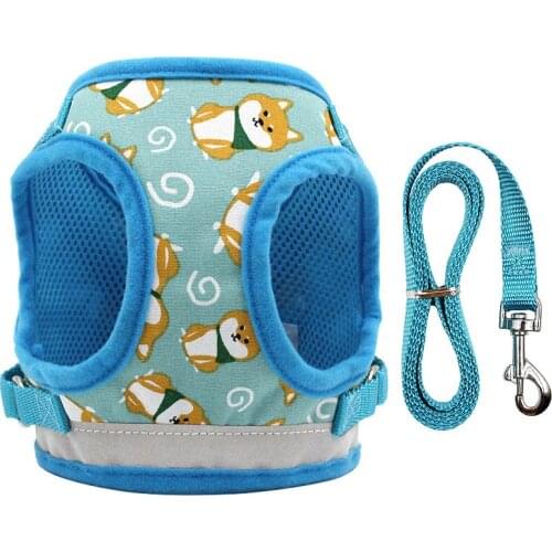 10PCS / LOT New Cartoon Vest Dog Chest Straps Reflective Vest Walking Lead Small And Medium-Sized Dog Pet Leash