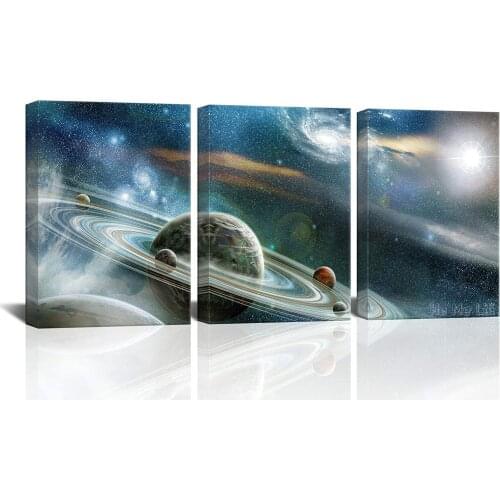 3 Piece Canvas Galaxy Stars Abstract Space Pictures for Bedroom Magic Star Pictures Astronomy Artwork Modern Home Decor