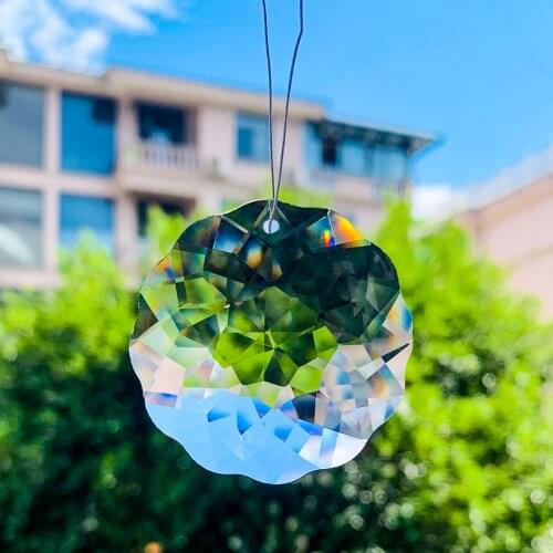 45mm Clear Flower Hanging Crystals Prism Mandala Rainbow Crystal Faceted Suncatchers for Chandelier Parts Home Window Decoration